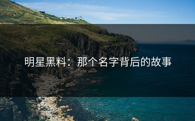 明星黑料：那个名字背后的故事