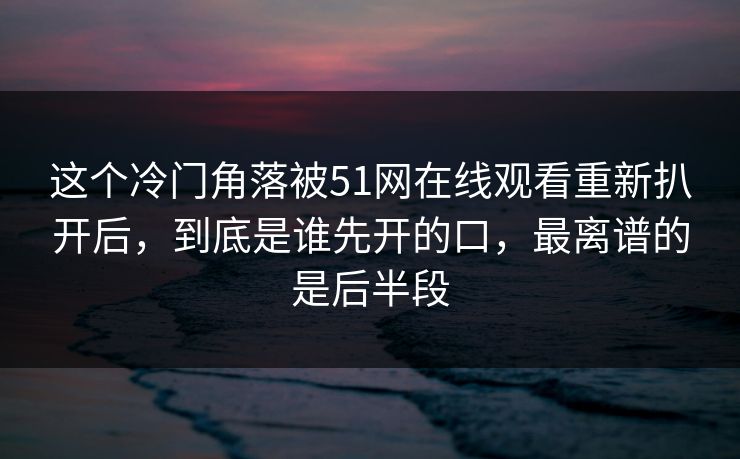 这个冷门角落被51网在线观看重新扒开后，到底是谁先开的口，最离谱的是后半段