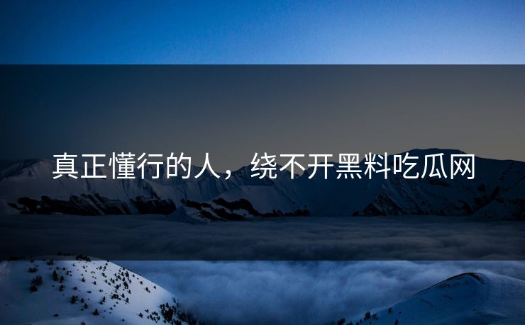 真正懂行的人,绕不开黑料吃瓜网 真正懂行的人,绕不开黑料吃瓜网