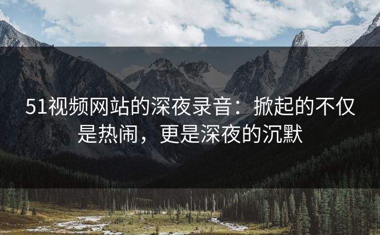 51视频网站的深夜录音:掀起的不仅是热闹,更是深夜的沉默 51视频网站的深夜录音:掀起的不仅是热闹,更是深夜的沉默